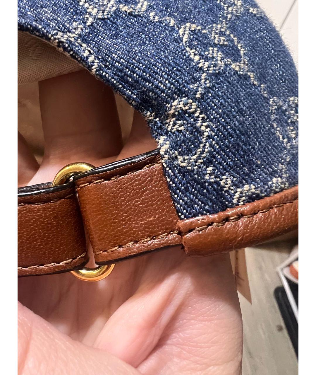 GUCCI Темно-синяя хлопковая кепка, фото 3