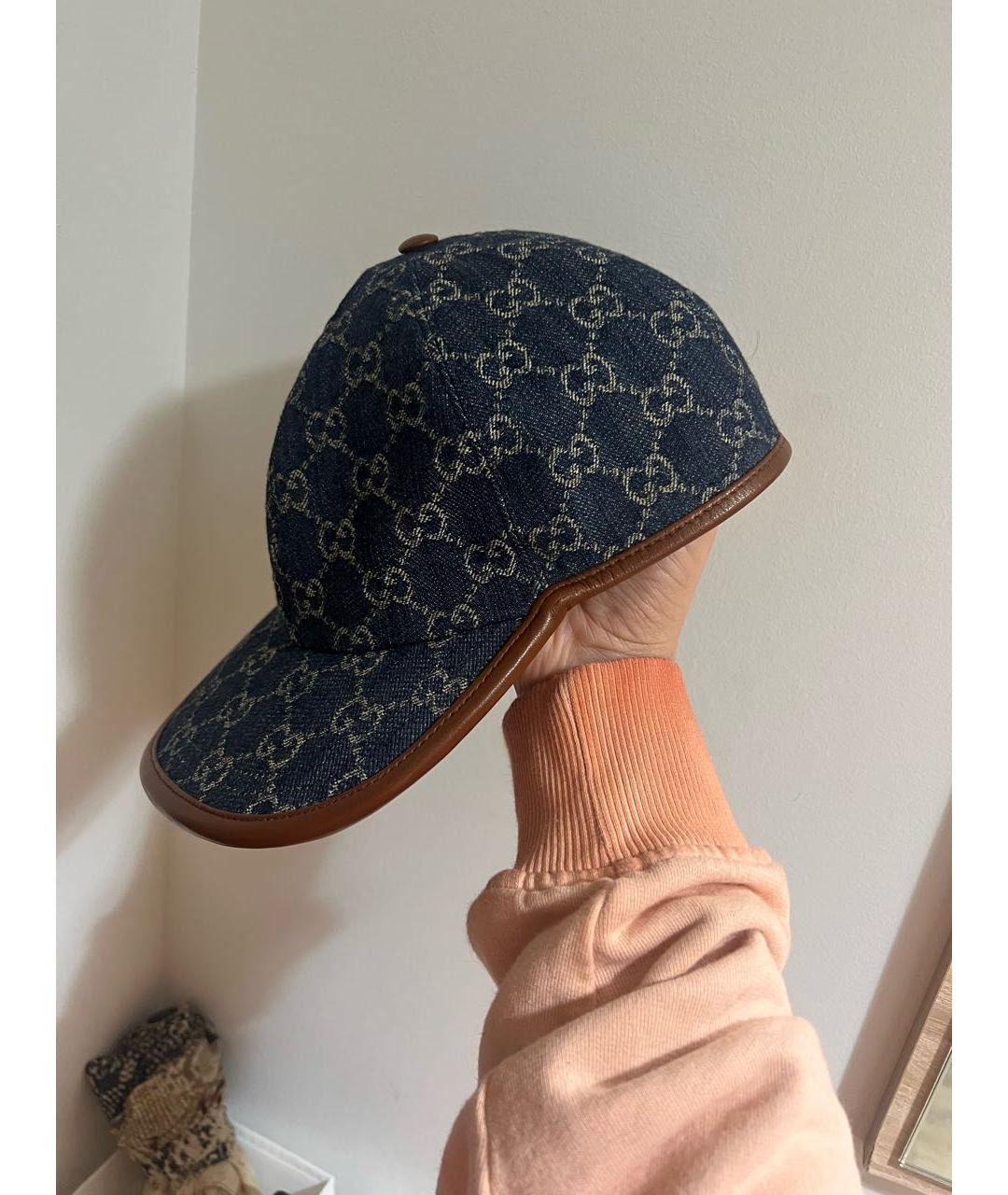 GUCCI Темно-синяя хлопковая кепка, фото 7