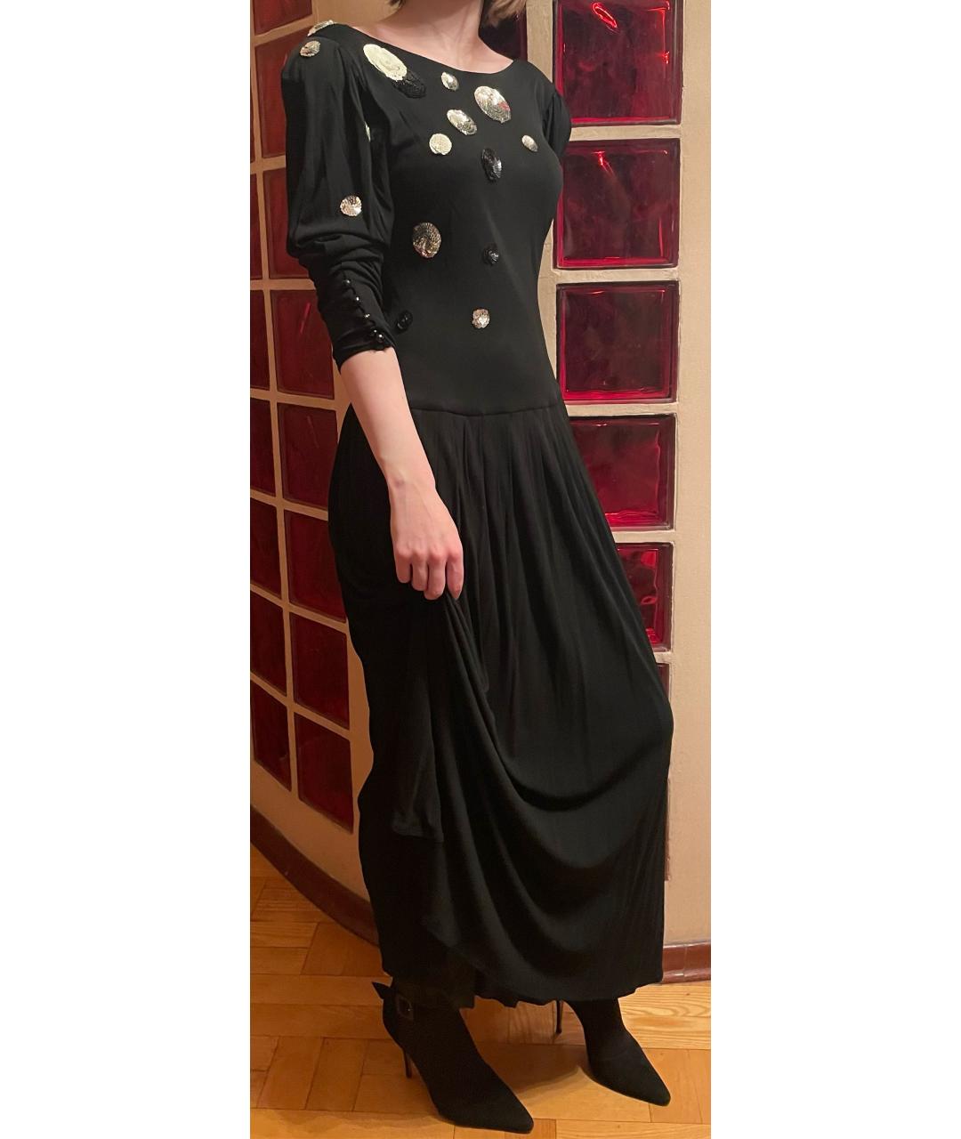 LOUIS FERAUD Черное вискозное вечернее платье, фото 8