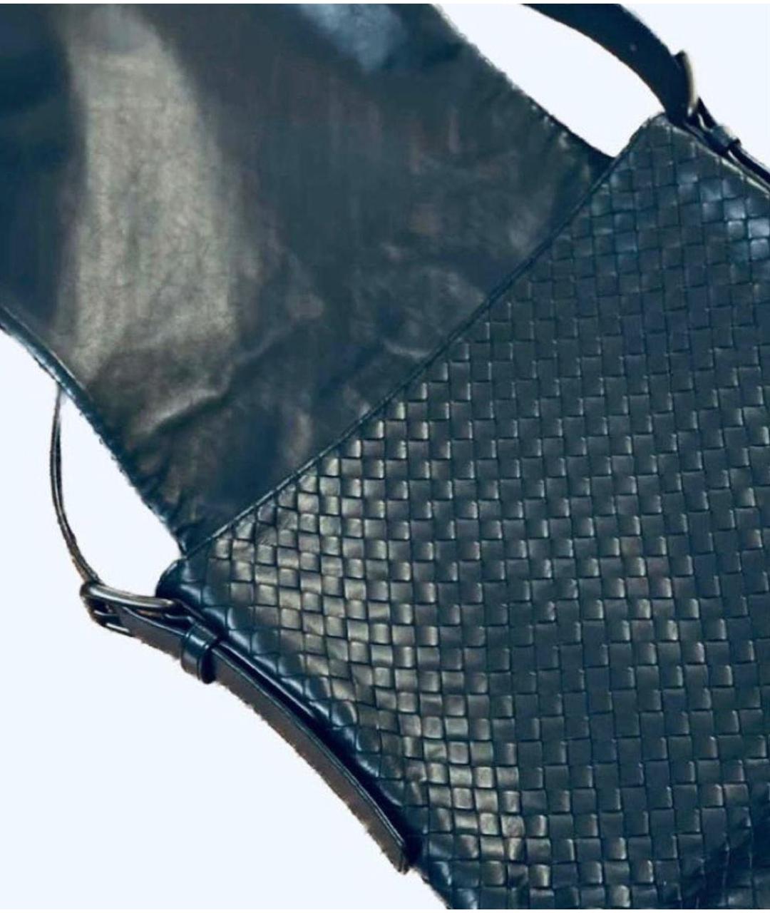 BOTTEGA VENETA Темно-синяя кожаная сумка на плечо, фото 3