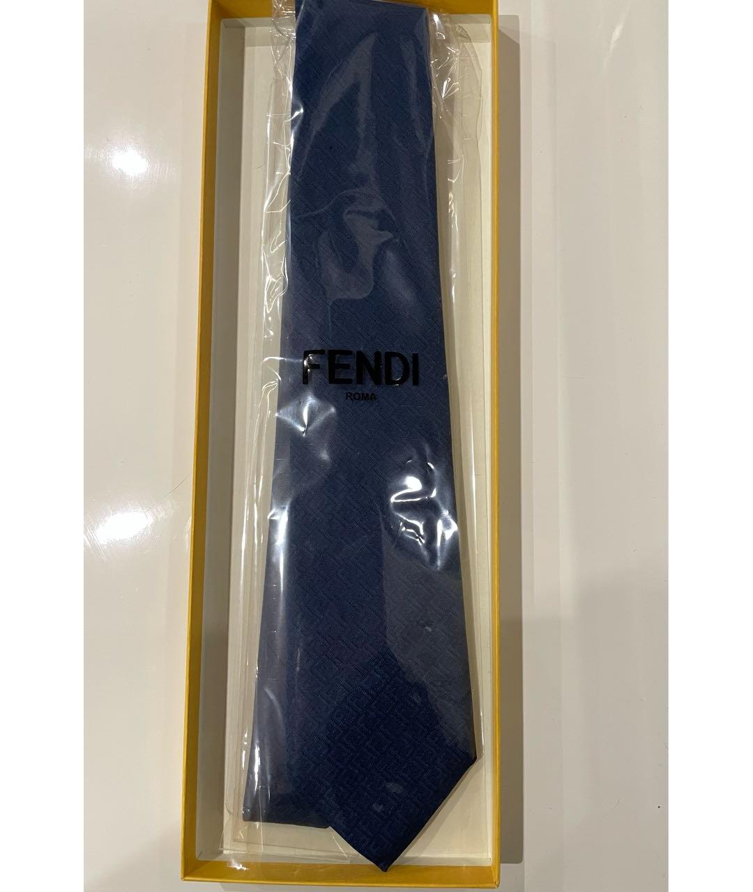 FENDI Темно-синий шерстяной галстук, фото 2
