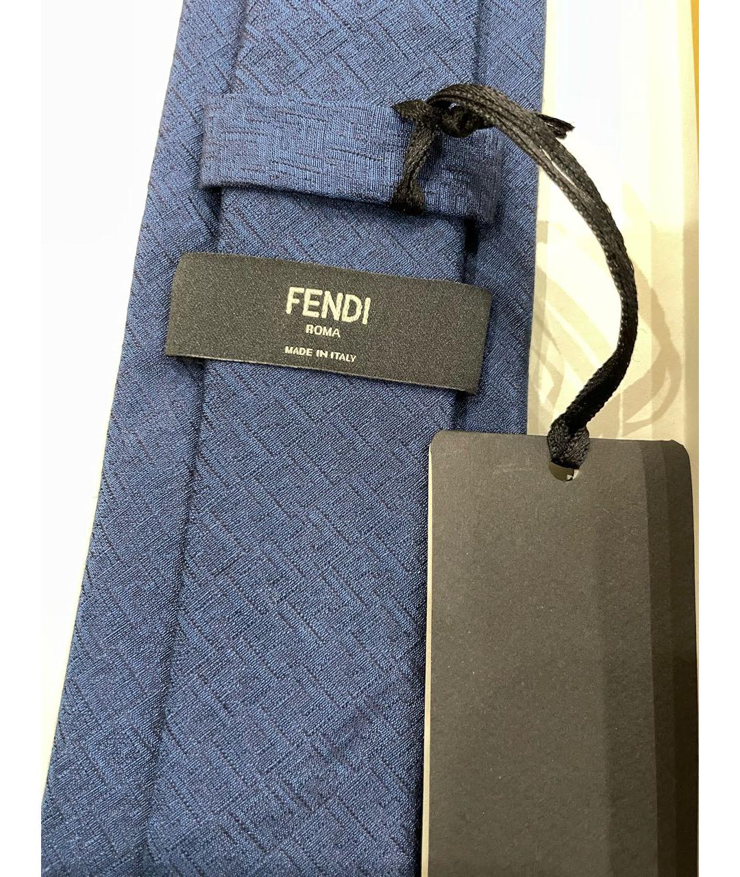 FENDI Темно-синий шерстяной галстук, фото 3