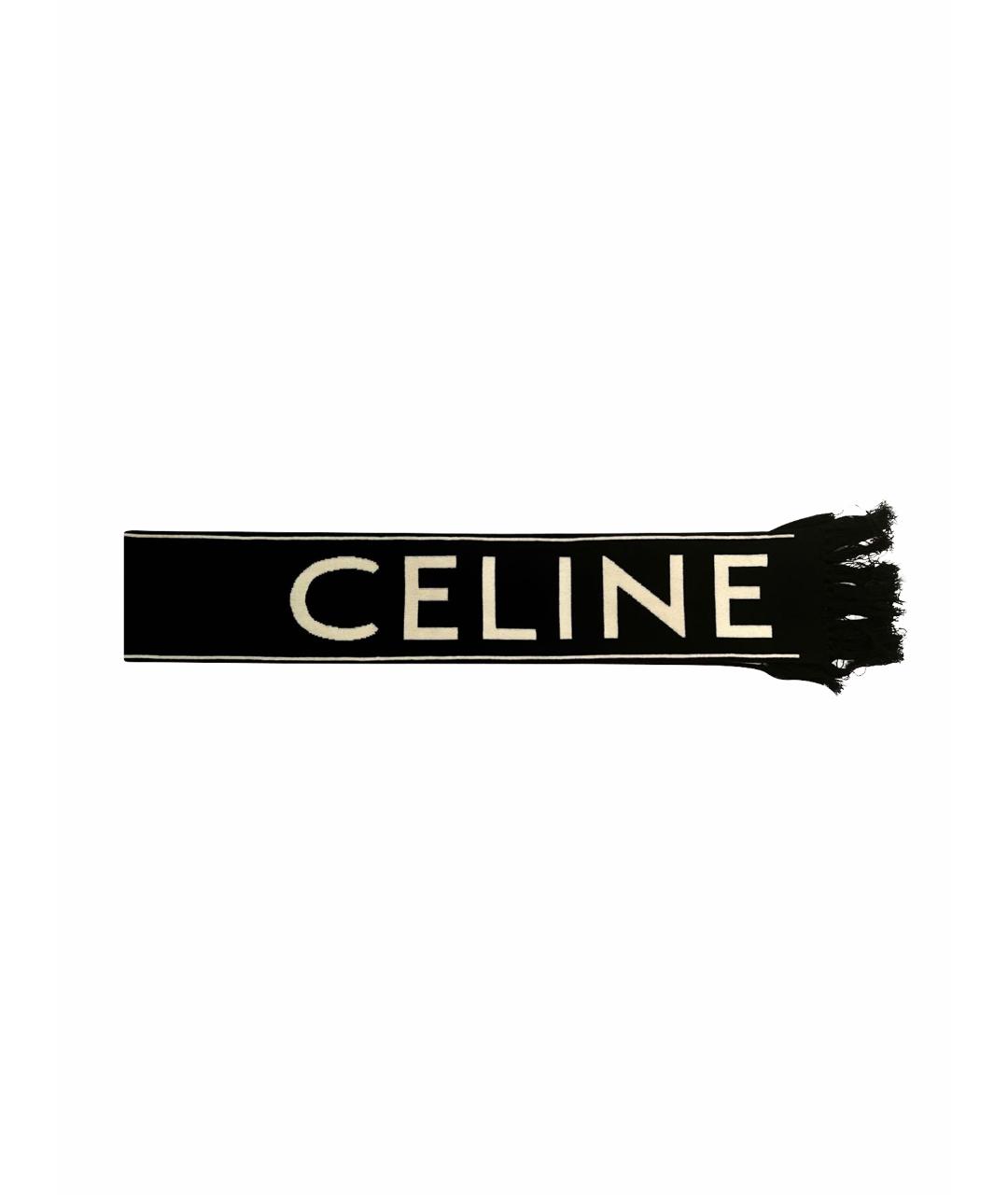 CELINE Черный шерстяной шарф, фото 1