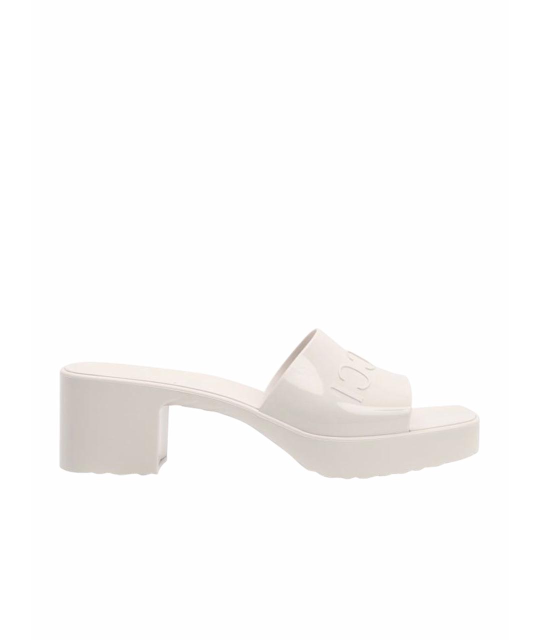 GUCCI Белые резиновые мюли, фото 1