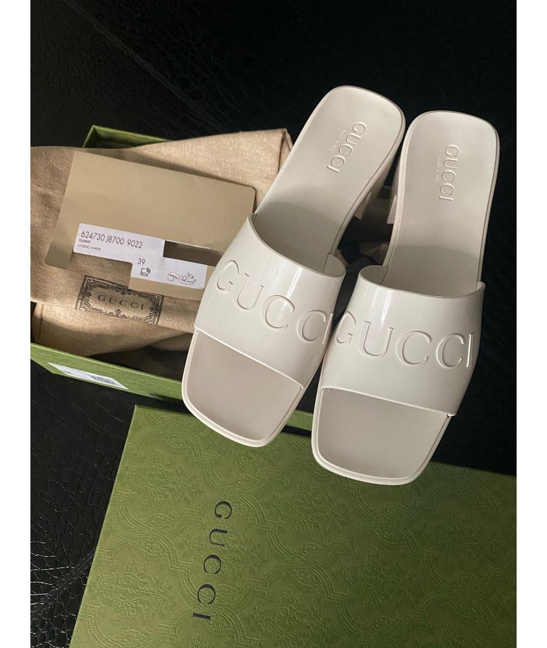 GUCCI Белые резиновые мюли, фото 3