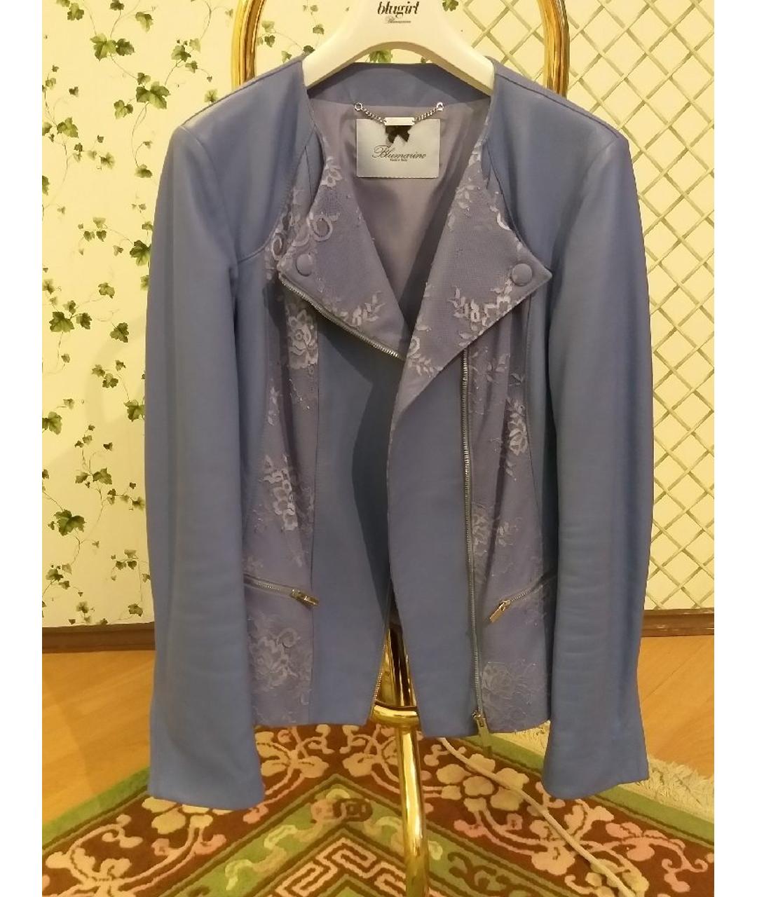 BLUMARINE Голубой кожаный жакет/пиджак, фото 6