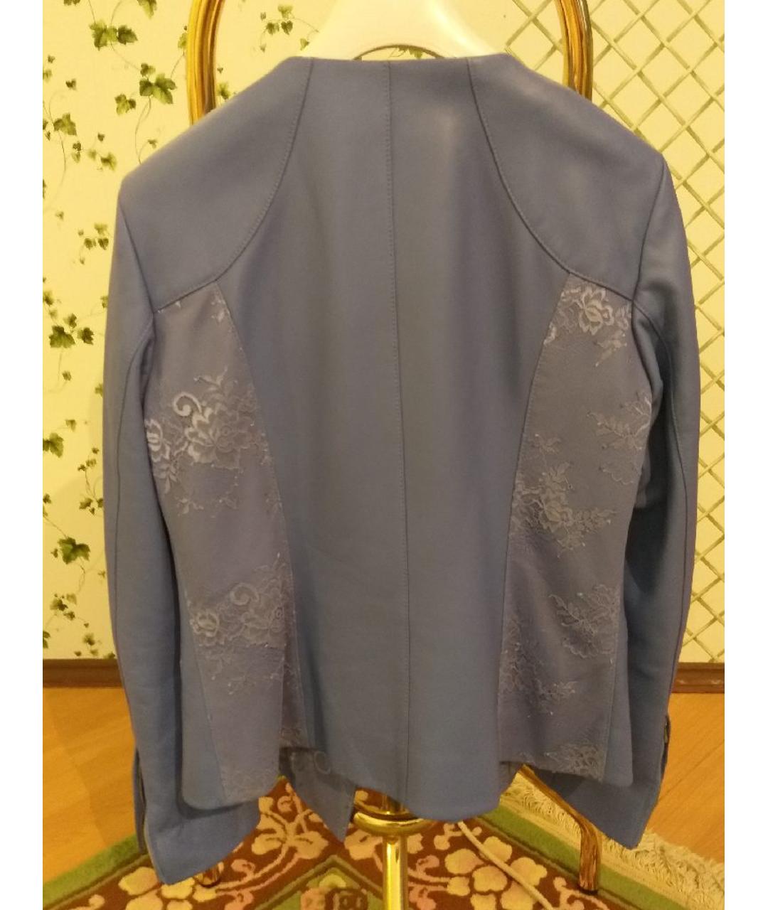 BLUMARINE Голубой кожаный жакет/пиджак, фото 2