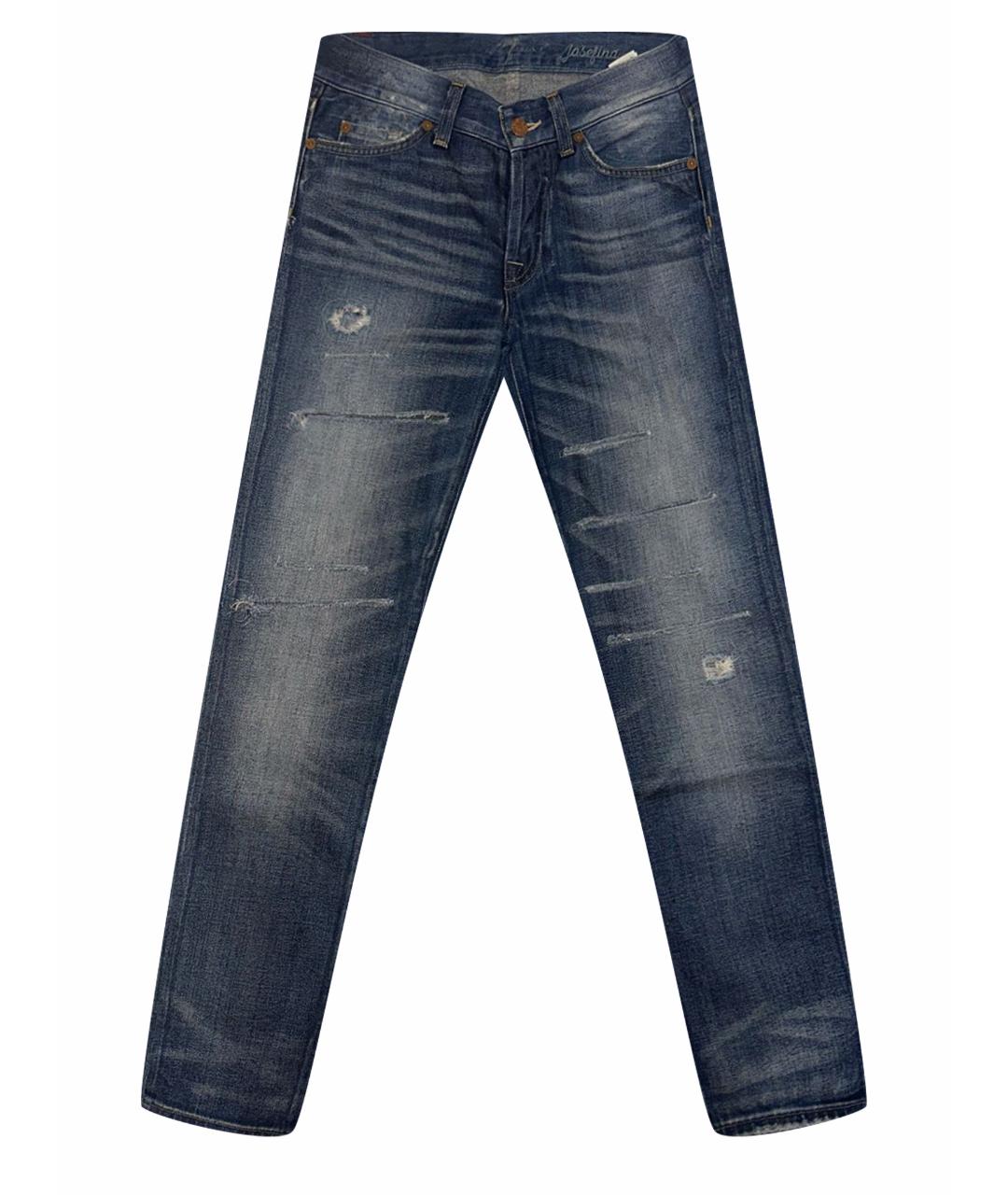 7 FOR ALL MANKIND Голубые хлопковые прямые джинсы, фото 1