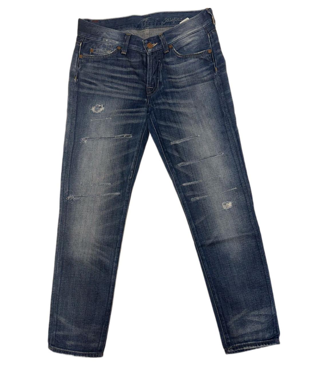 7 FOR ALL MANKIND Голубые хлопковые прямые джинсы, фото 8