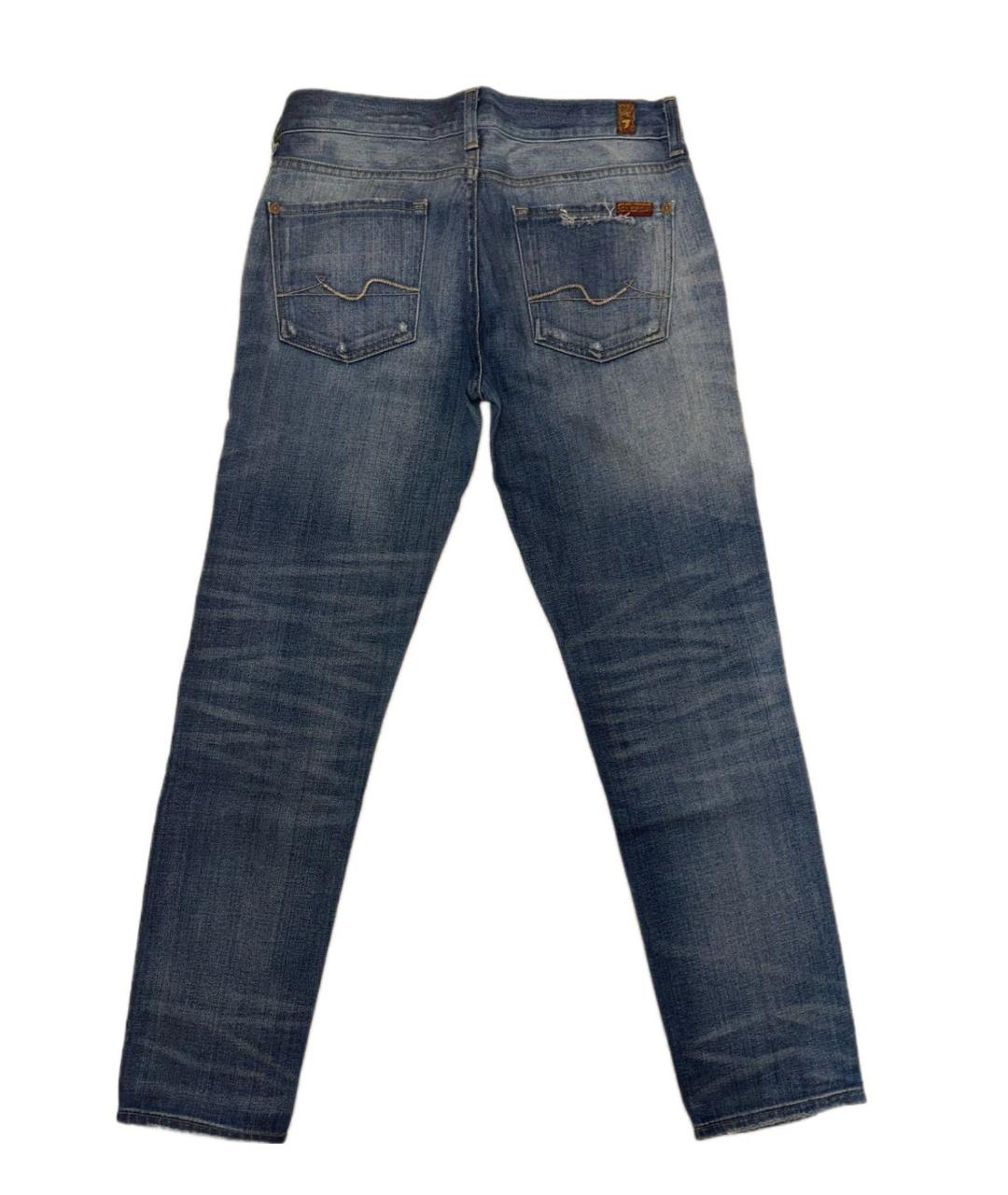 7 FOR ALL MANKIND Голубые хлопковые прямые джинсы, фото 2