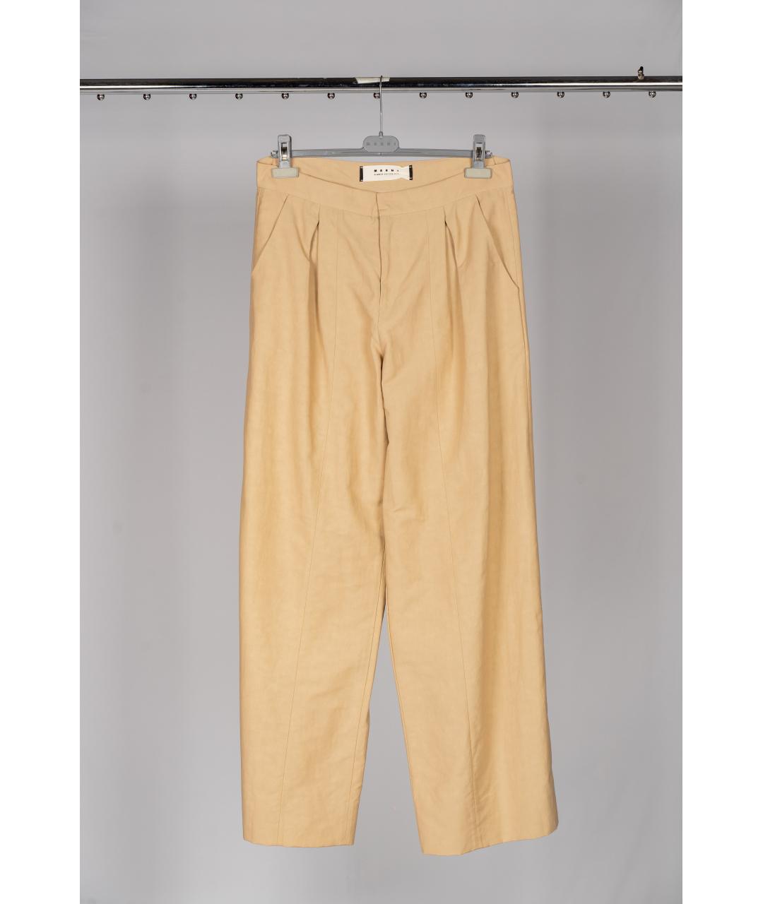 MARNI Бежевые хлопковые брюки широкие, фото 3