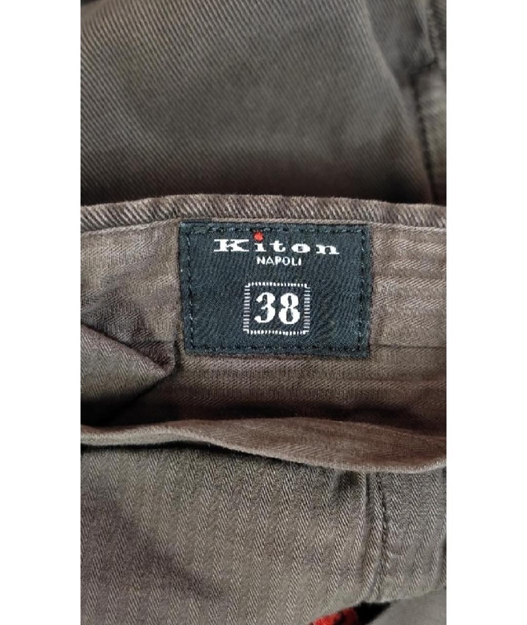 KITON Коричневые хлопковые прямые джинсы, фото 6