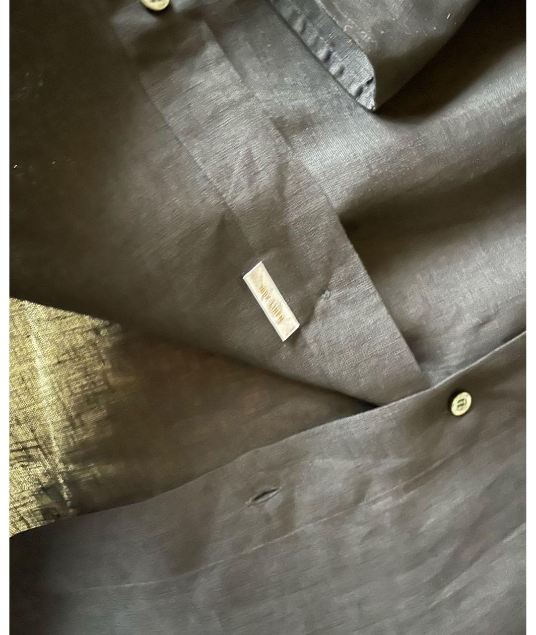 BRIONI Черная льняная классическая рубашка, фото 4