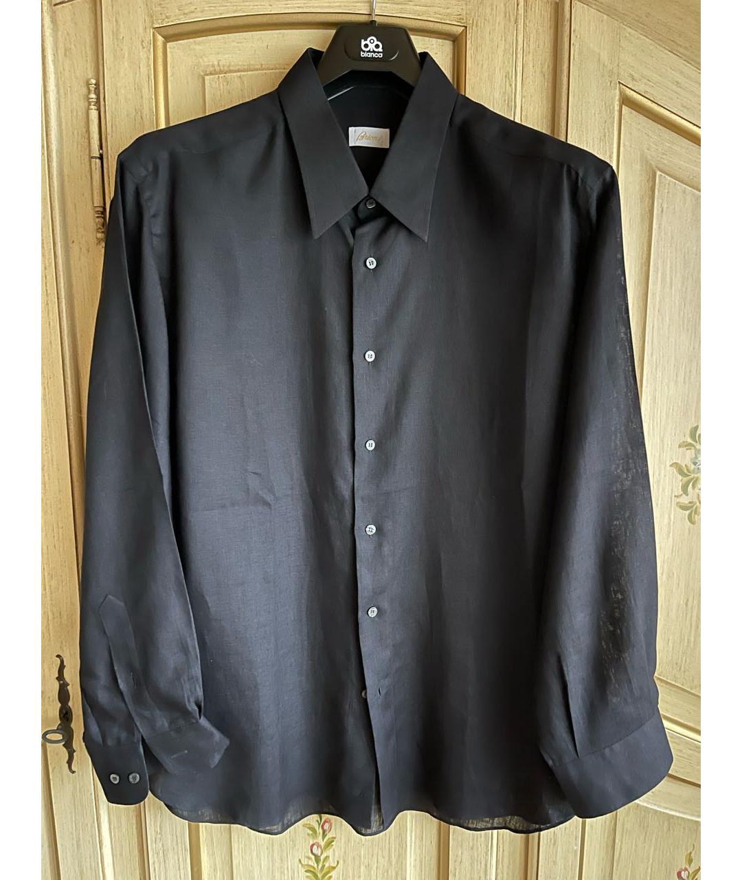 BRIONI Черная льняная классическая рубашка, фото 6