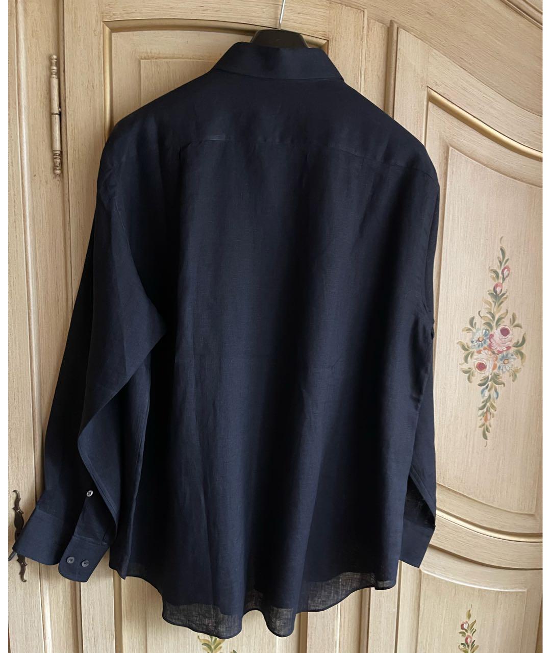 BRIONI Черная льняная классическая рубашка, фото 2