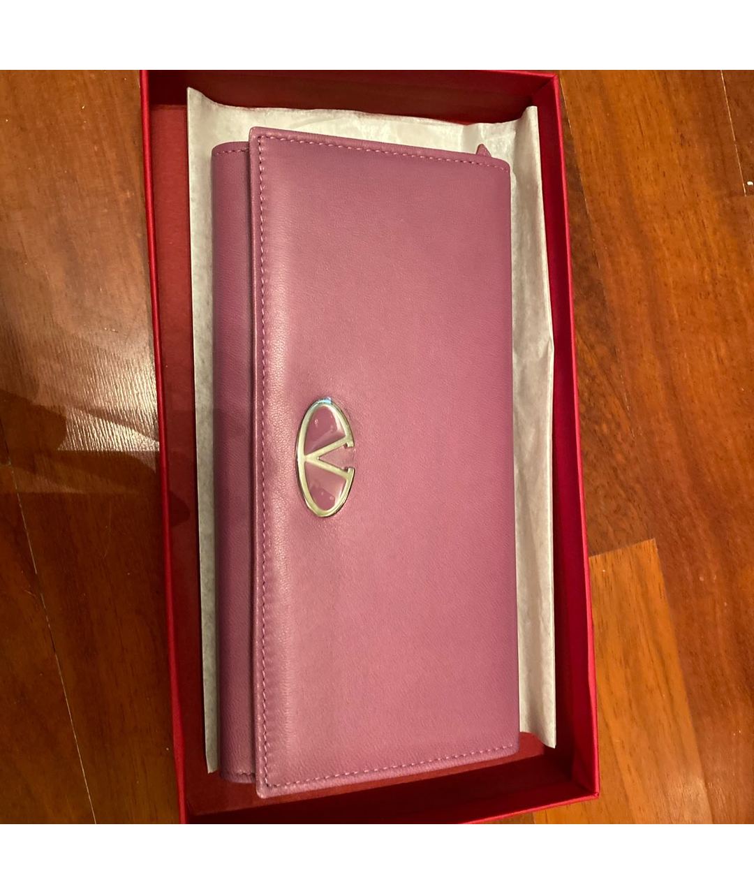 VALENTINO GARAVANI Фиолетовый кожаный кошелек, фото 7