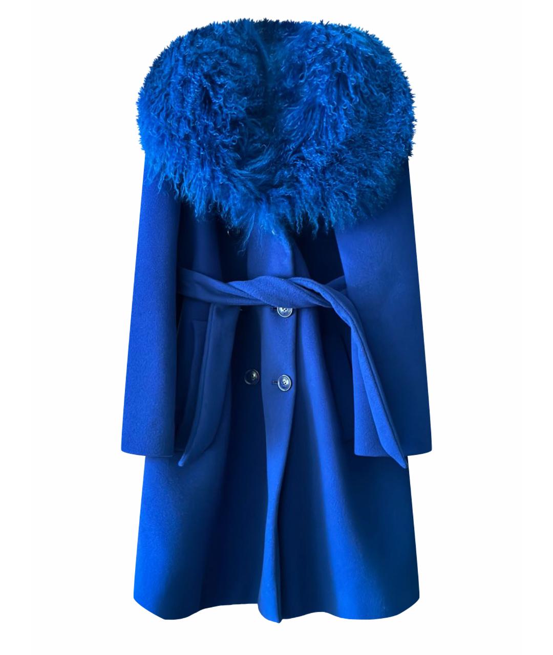 BOUTIQUE MOSCHINO Синее шерстяное пальто, фото 1