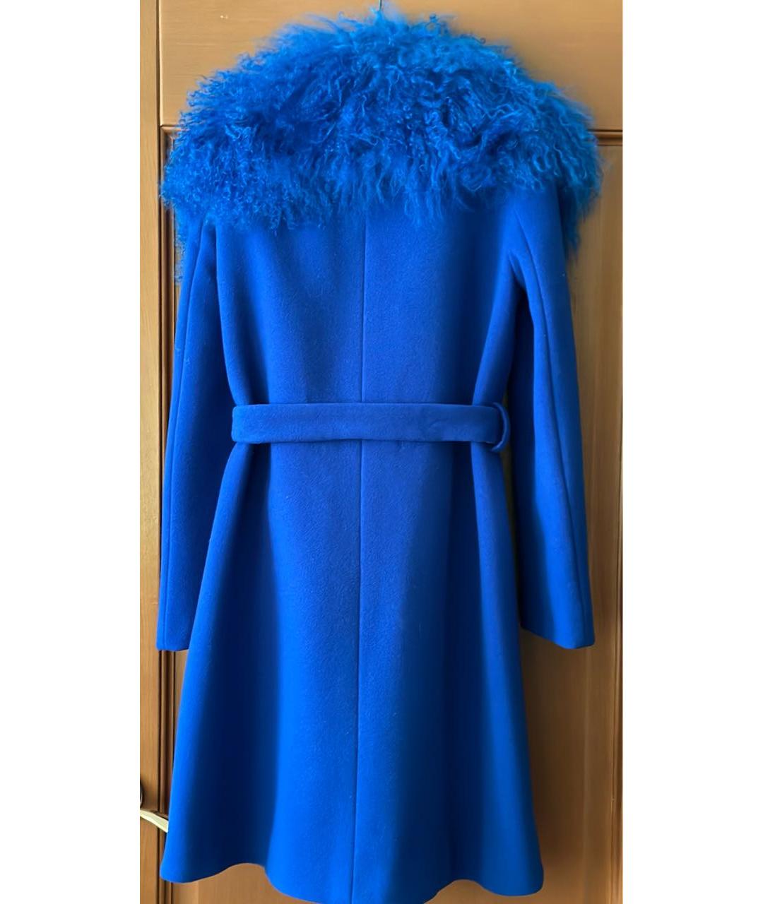 BOUTIQUE MOSCHINO Синее шерстяное пальто, фото 2
