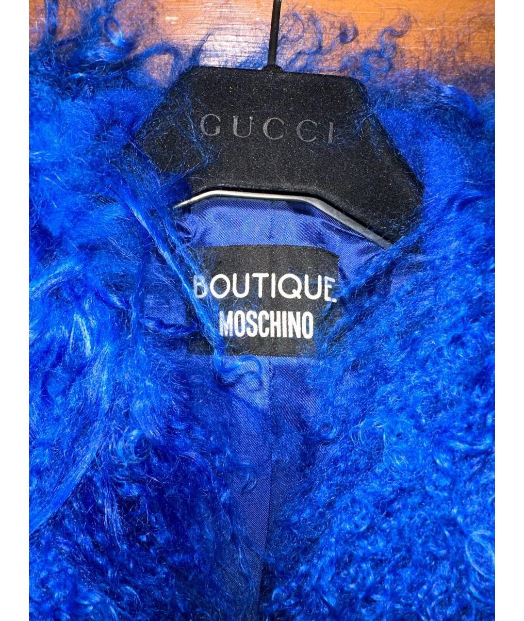 BOUTIQUE MOSCHINO Синее шерстяное пальто, фото 5