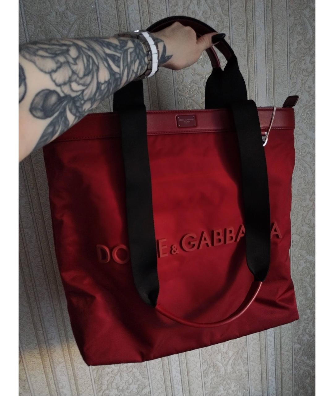 DOLCE&GABBANA Бордовая синтетическая сумка тоут, фото 7