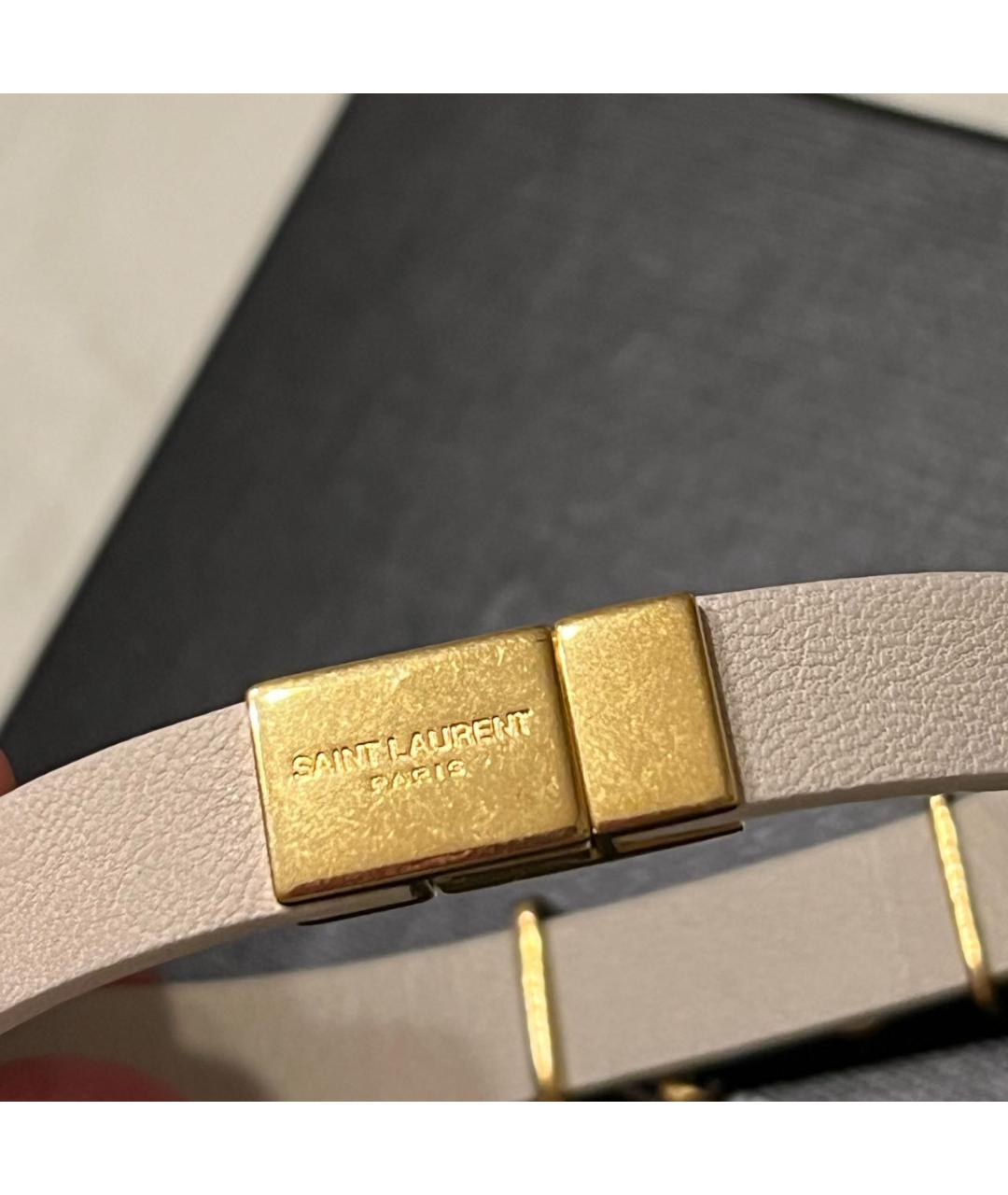SAINT LAURENT Белый кожаный браслет, фото 7