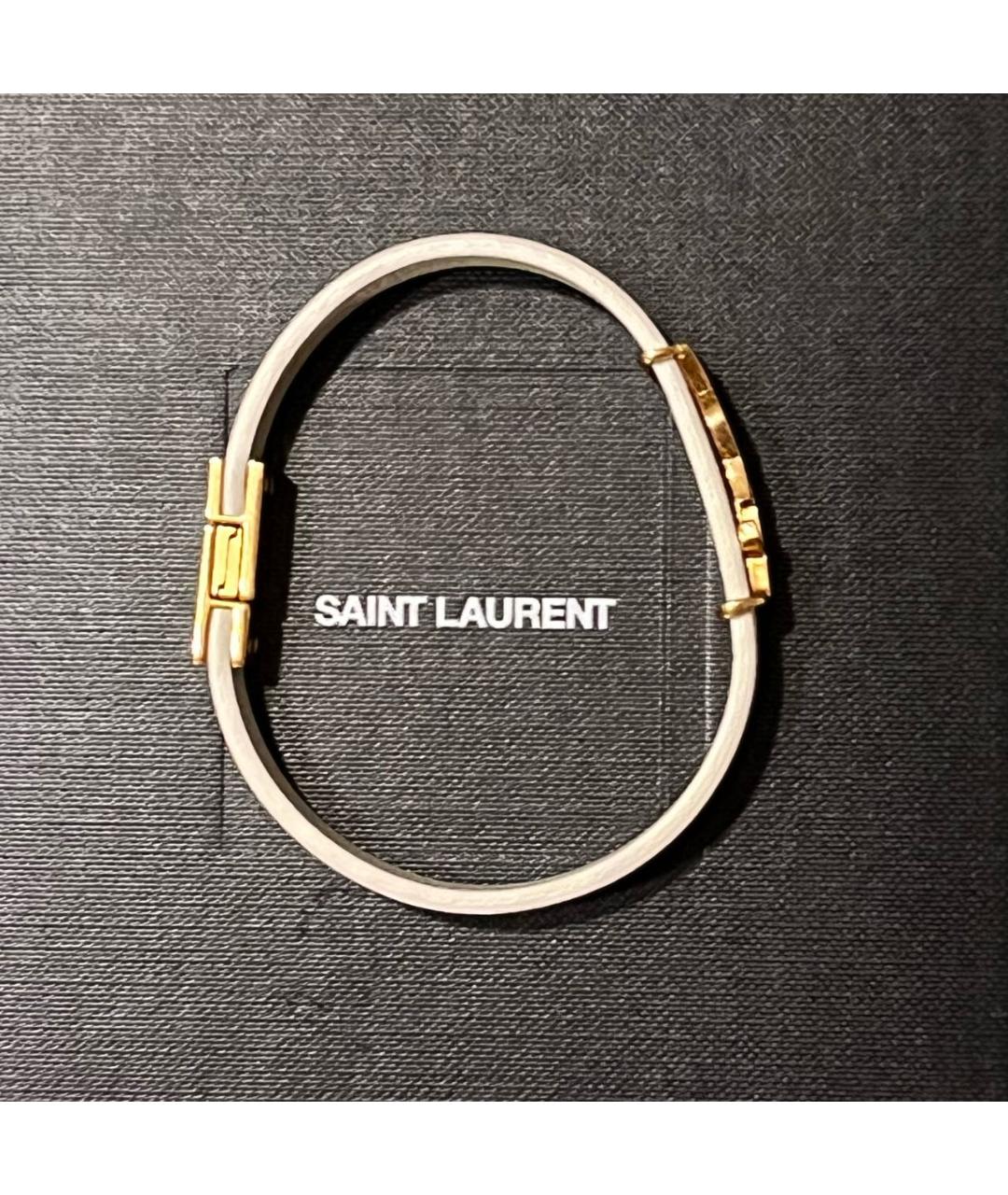 SAINT LAURENT Белый кожаный браслет, фото 4