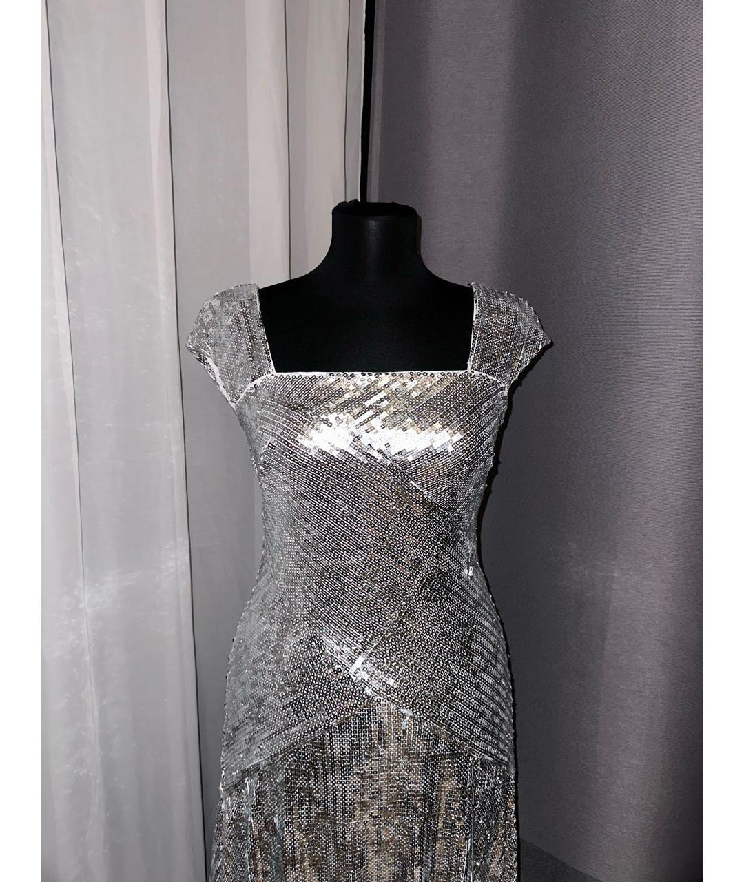 RALPH LAUREN COLLECTION Серебряное полиэстеровое вечернее платье, фото 4