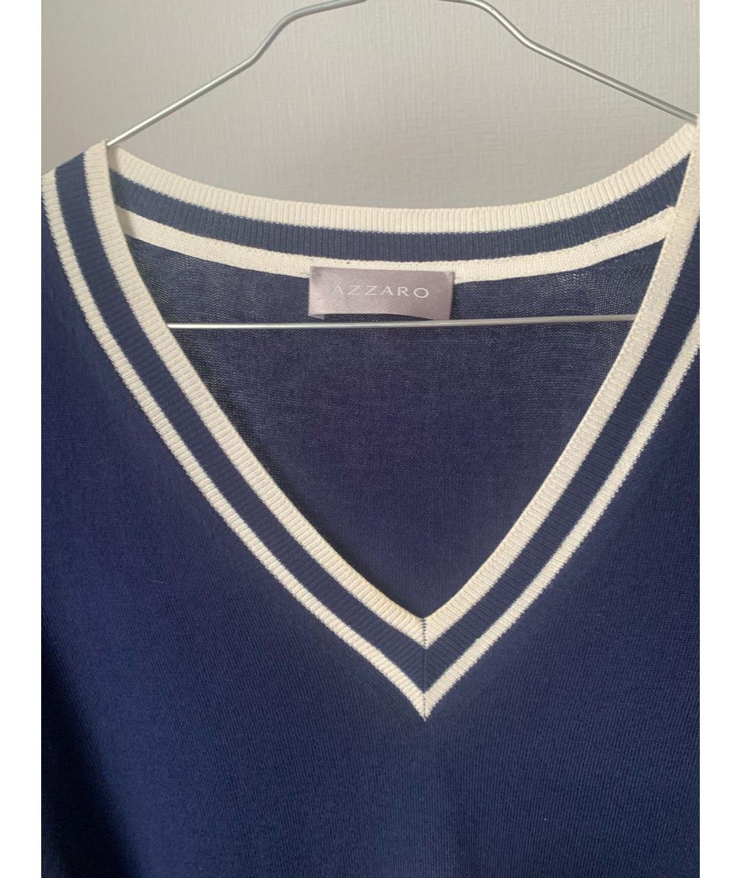 AZZARO Синий хлопковый джемпер / свитер, фото 3