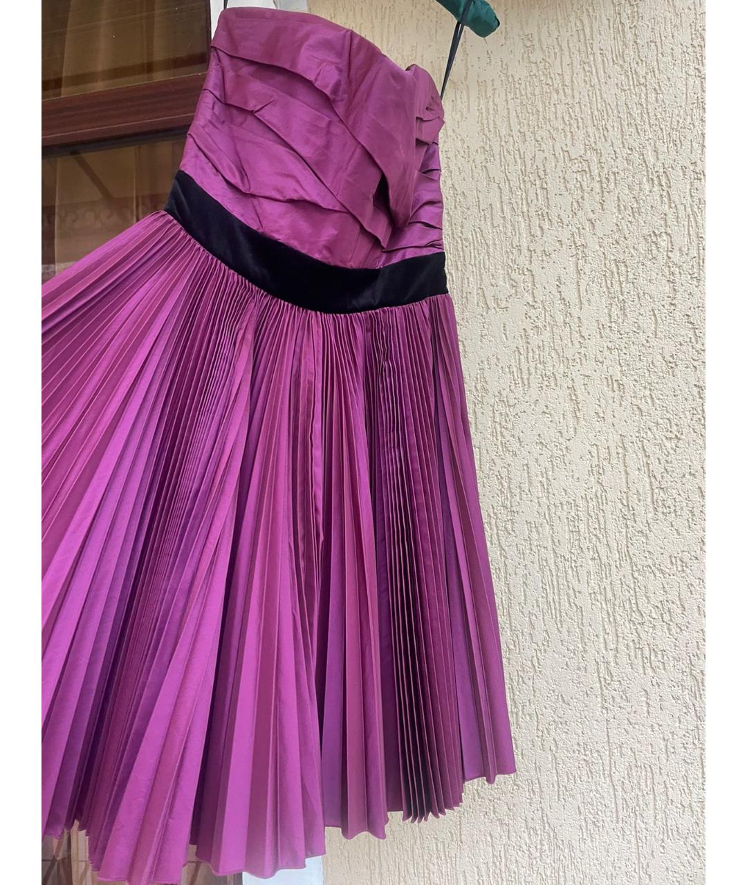 DOLCE&GABBANA Фиолетовое ацетатное коктейльное платье, фото 3