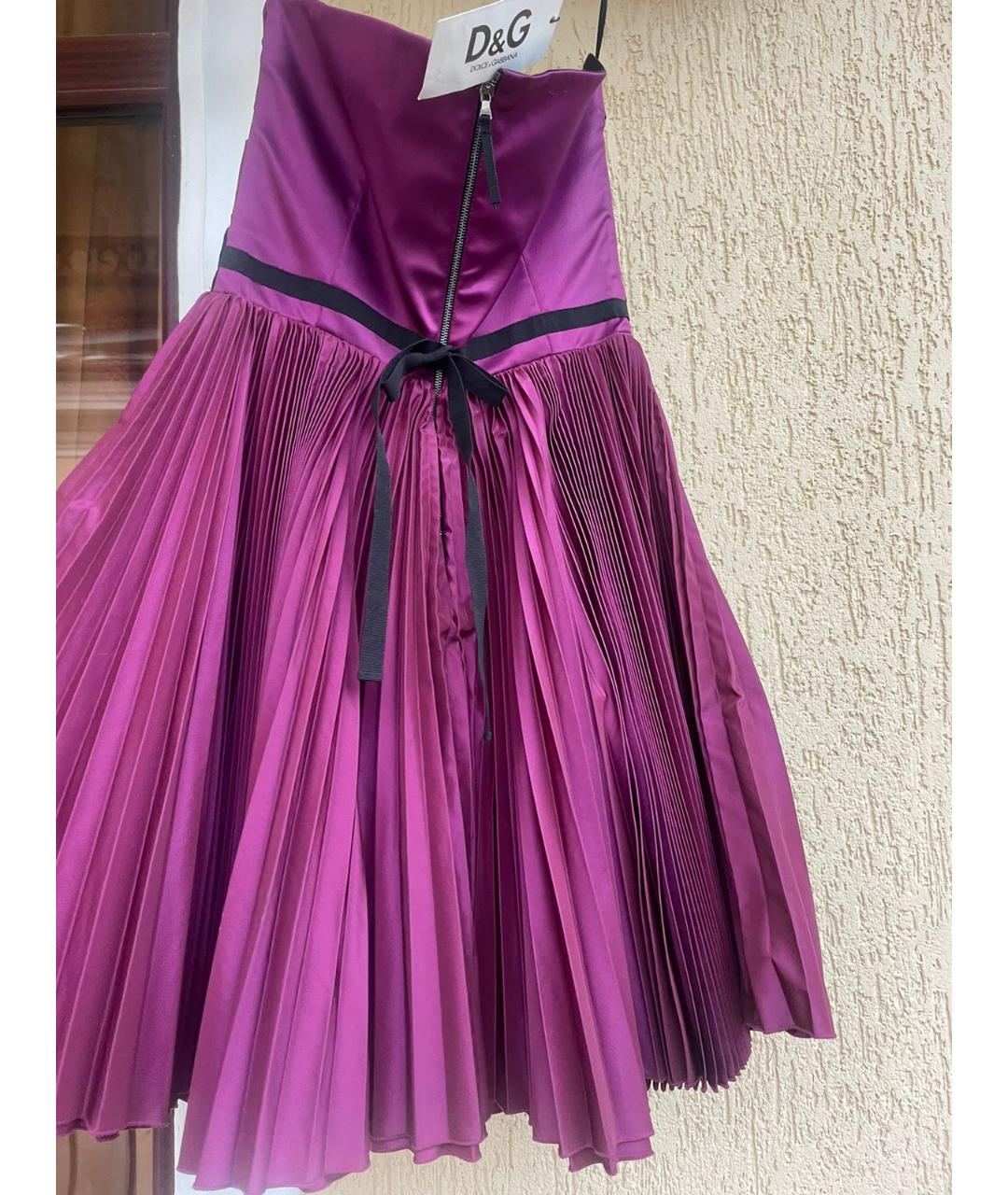 DOLCE&GABBANA Фиолетовое ацетатное коктейльное платье, фото 4