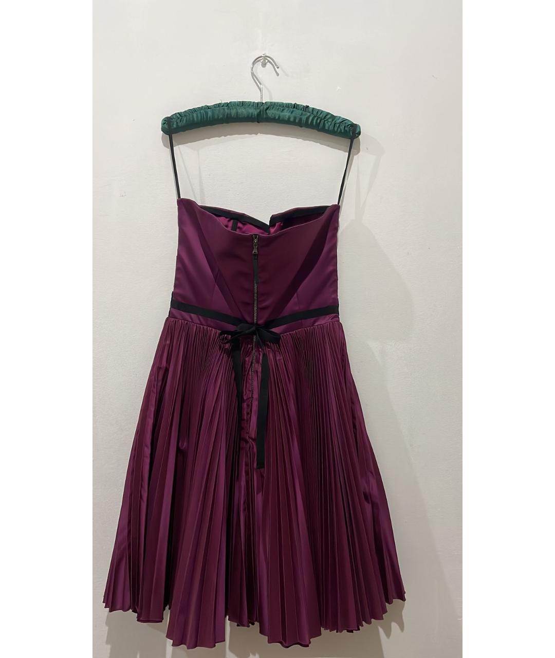 DOLCE&GABBANA Фиолетовое ацетатное коктейльное платье, фото 2