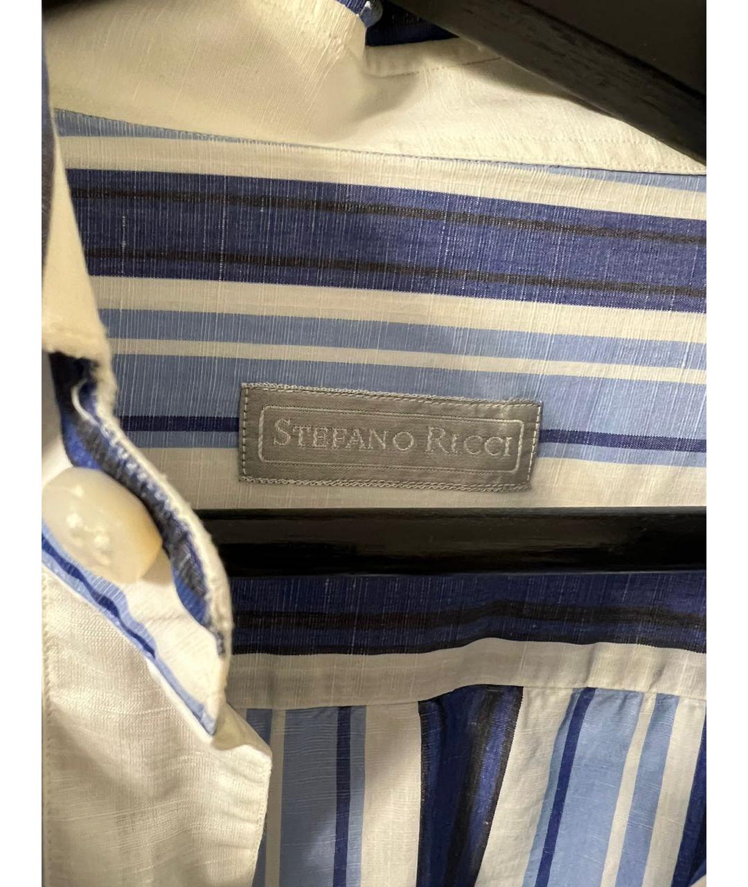 STEFANO RICCI Голубая хлопковая кэжуал рубашка, фото 3