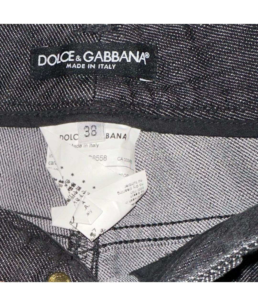 DOLCE & GABBANA VINTAGE Антрацитовые хлопко-эластановые джинсы слим, фото 3