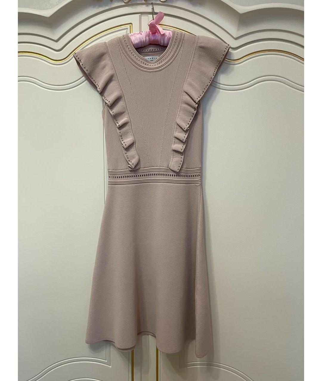 SANDRO Розовое вискозное повседневное платье, фото 4
