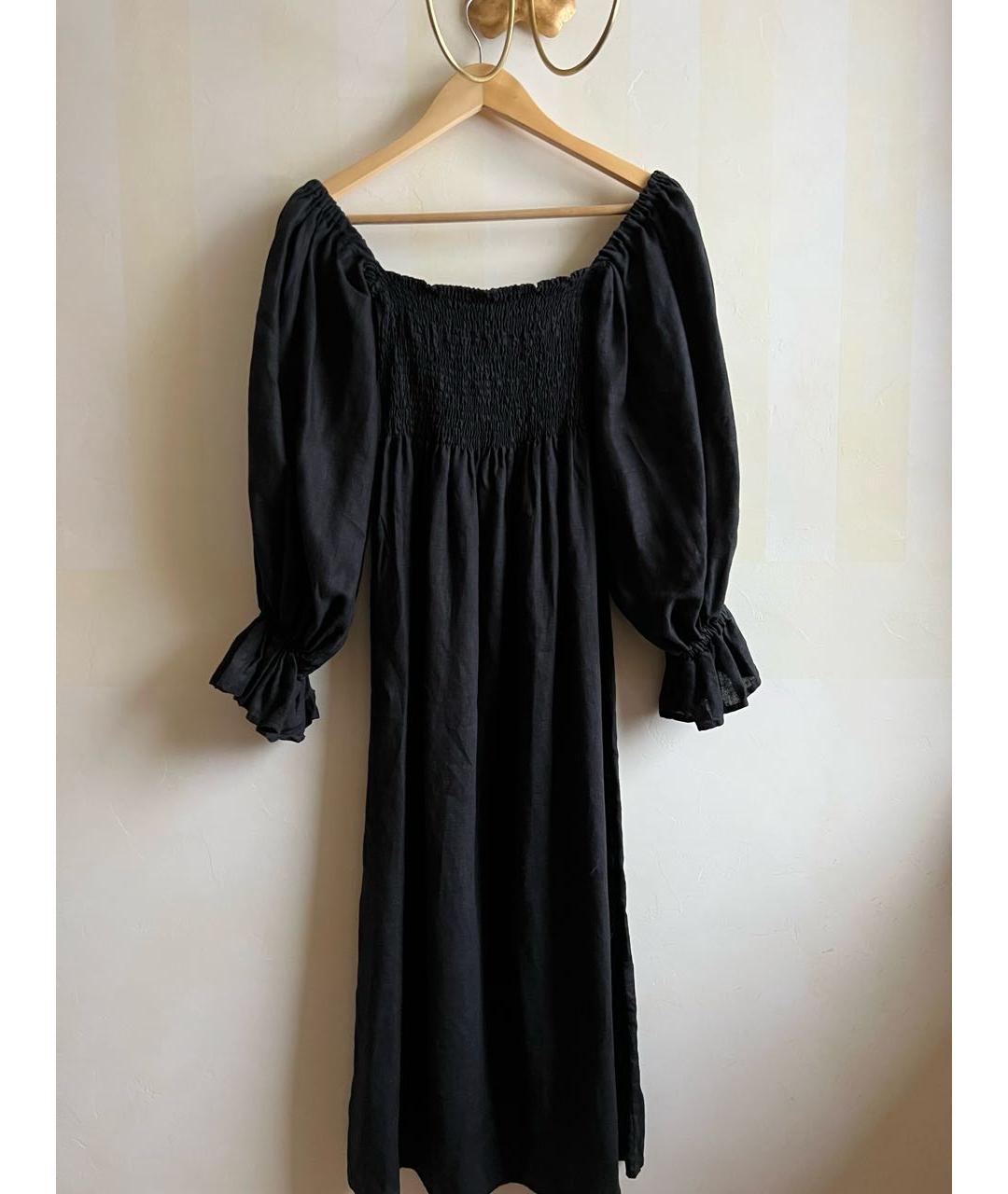 F.R.S FOR RESTLESS SLEEPERS Черное льняное повседневное платье, фото 8