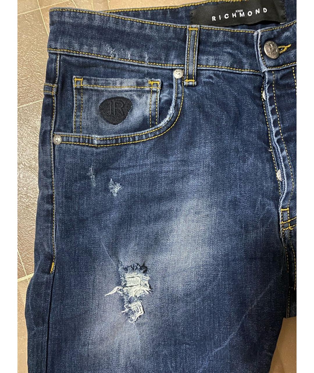 JOHN RICHMOND Синие хлопко-эластановые джинсы скинни, фото 4