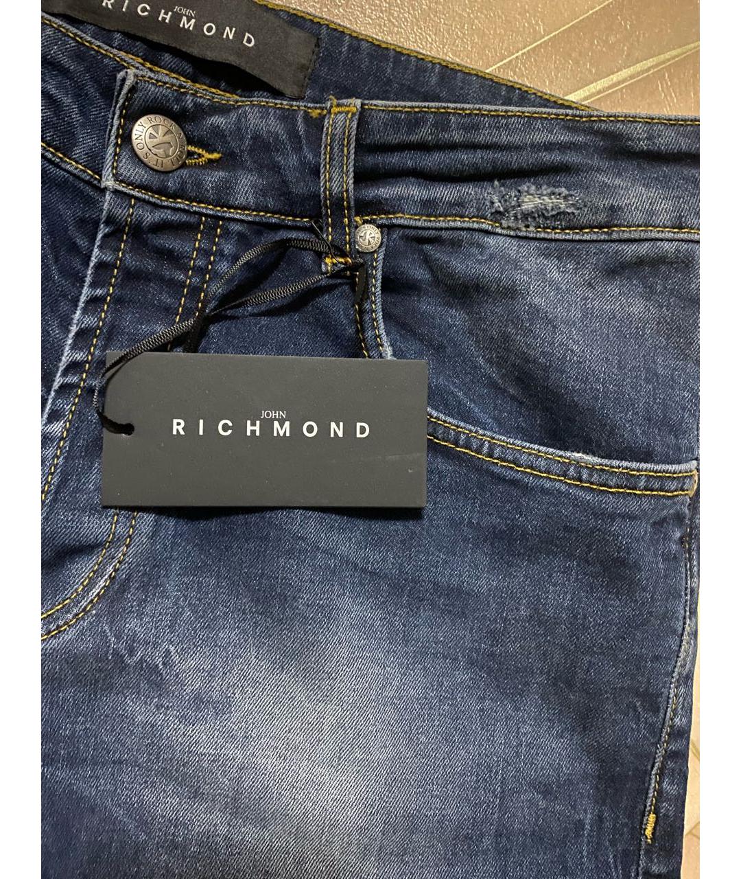 JOHN RICHMOND Синие хлопко-эластановые джинсы скинни, фото 6