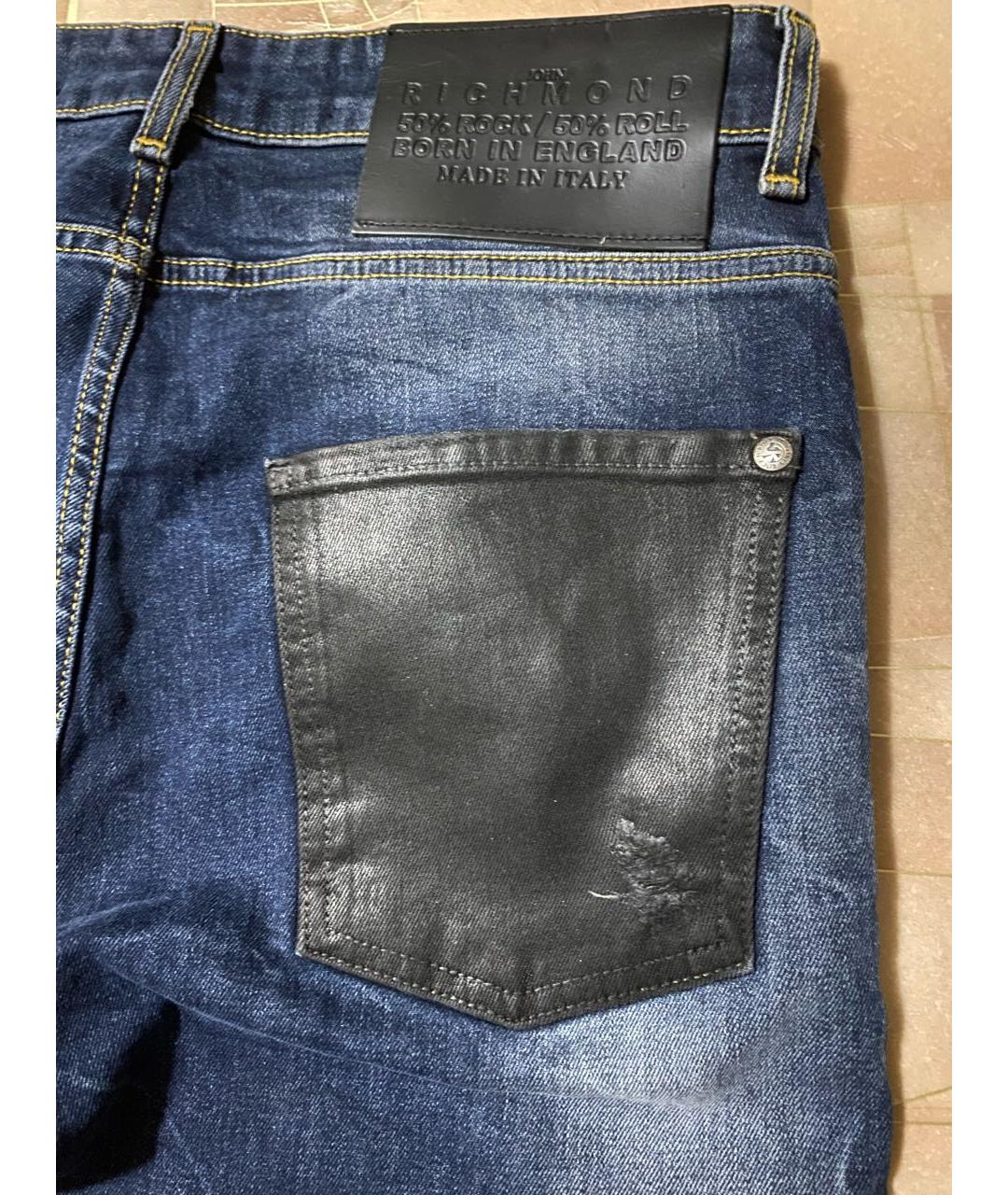JOHN RICHMOND Синие хлопко-эластановые джинсы скинни, фото 5