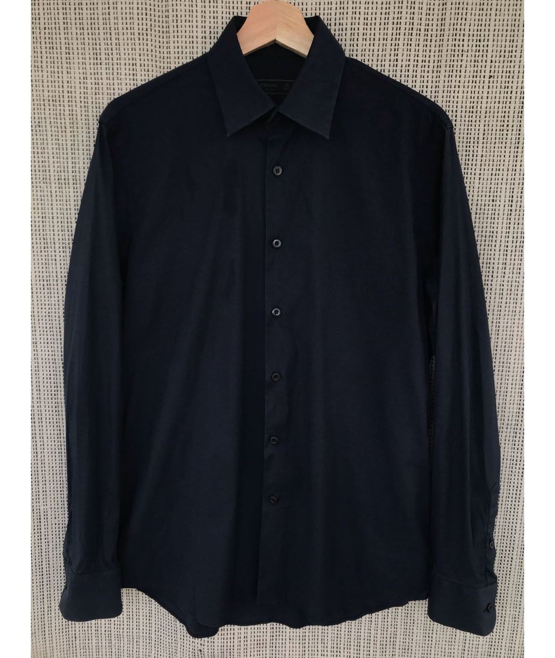 PRADA Темно-синяя хлопко-полиэстеровая кэжуал рубашка, фото 7