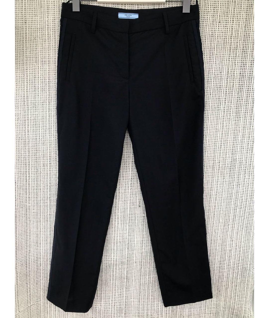 PRADA Темно-синие шерстяные прямые брюки, фото 9