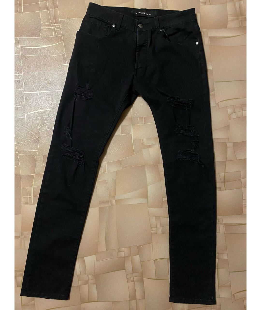 JOHN RICHMOND Черные хлопко-эластановые джинсы скинни, фото 7