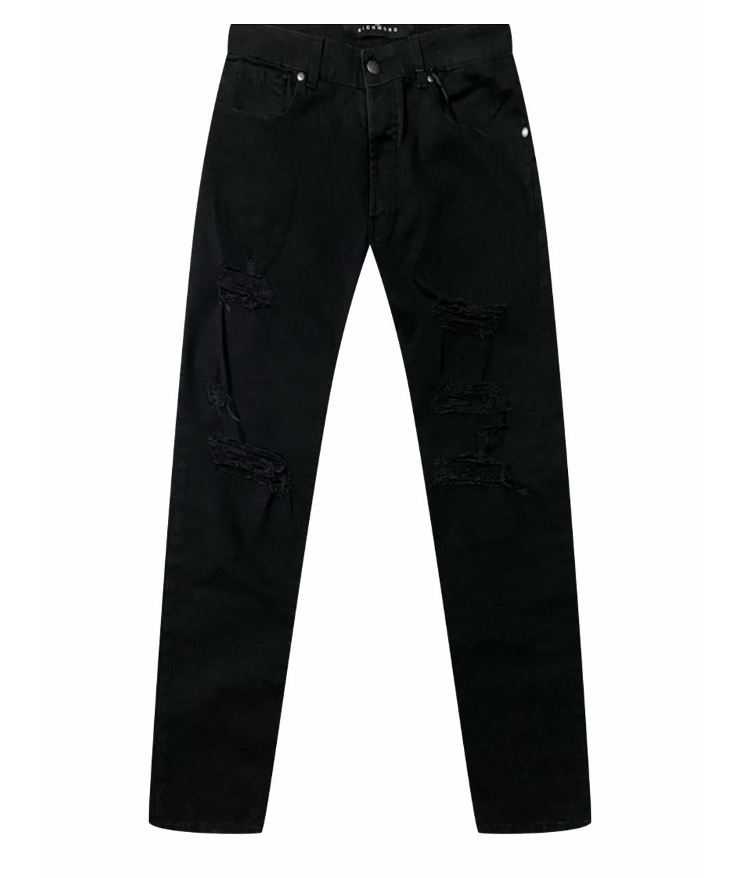 JOHN RICHMOND Черные хлопко-эластановые джинсы скинни, фото 1