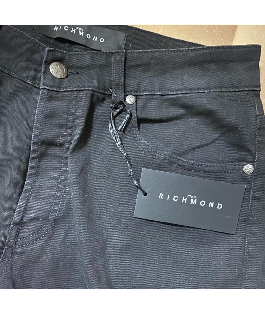 JOHN RICHMOND Черные хлопко-эластановые джинсы скинни, фото 5