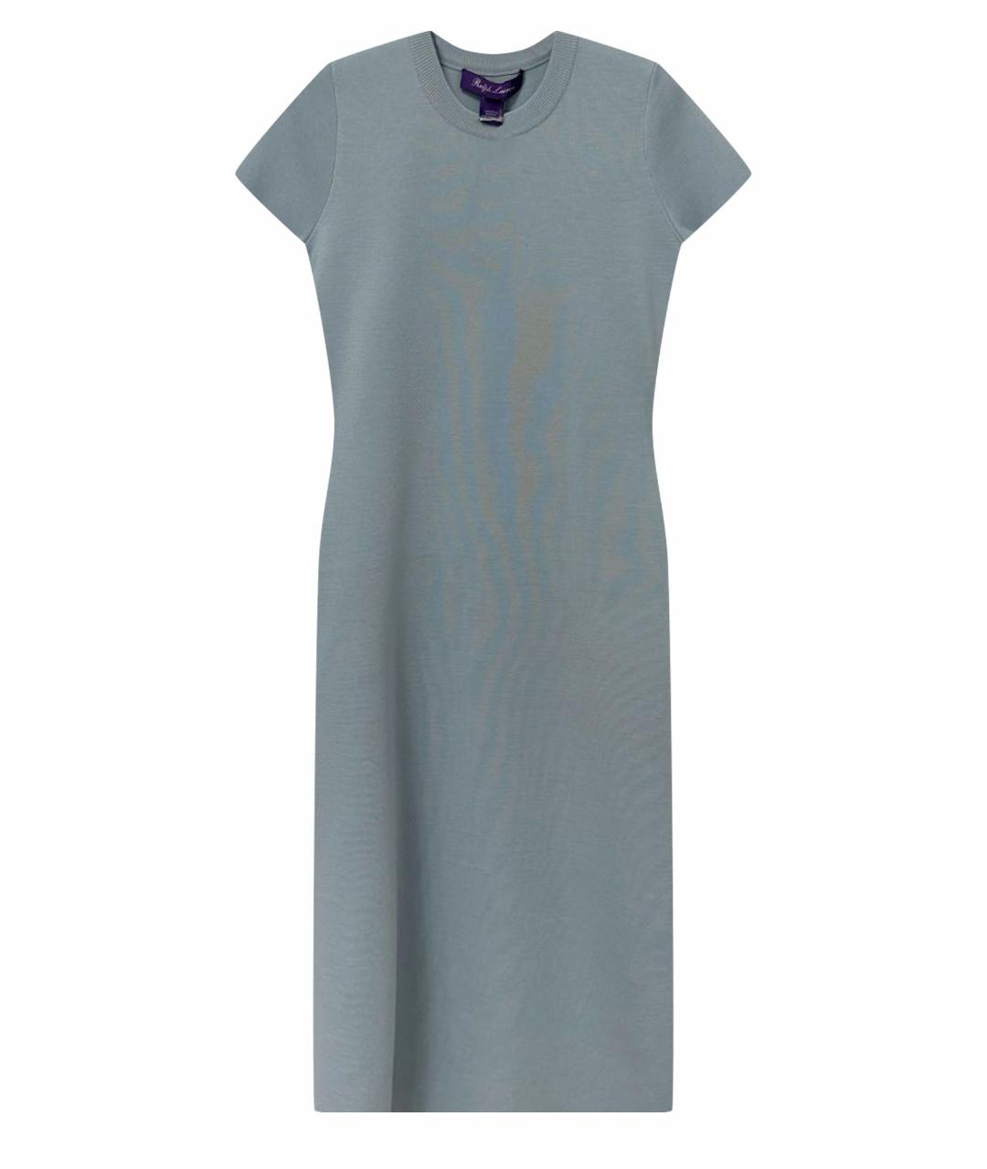 RALPH LAUREN PURPLE LABEL Голубое шерстяное повседневное платье, фото 1