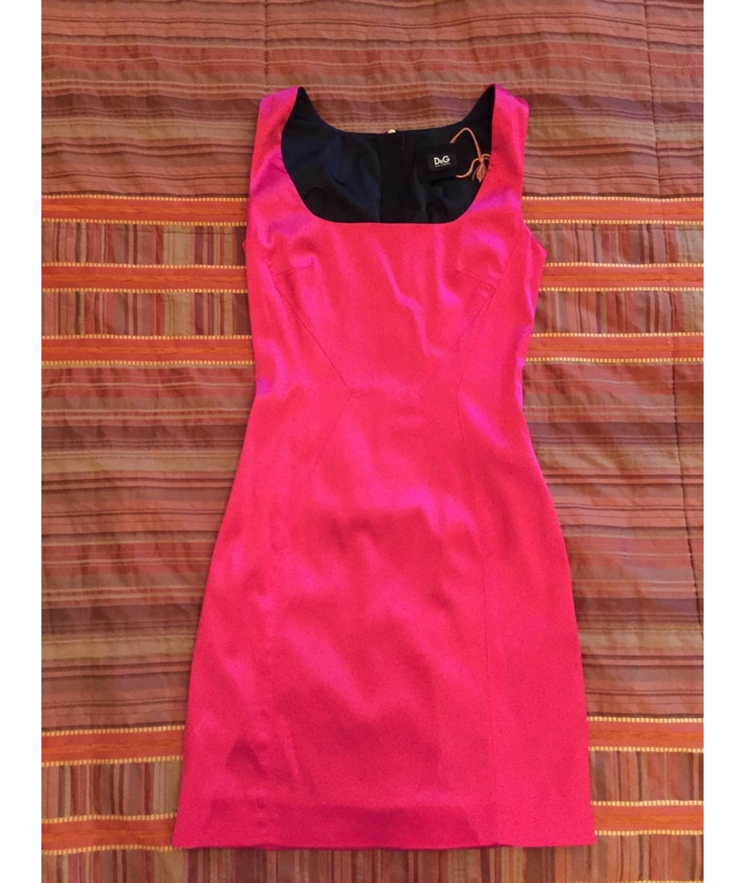 DOLCE&GABBANA Розовое атласное коктейльное платье, фото 3