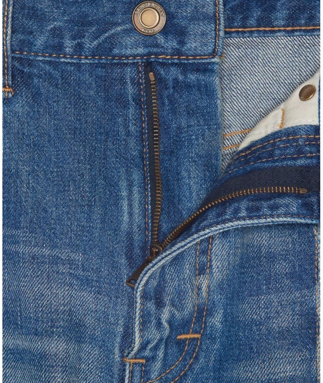 SAINT LAURENT Синие хлопковые джинсы клеш, фото 8
