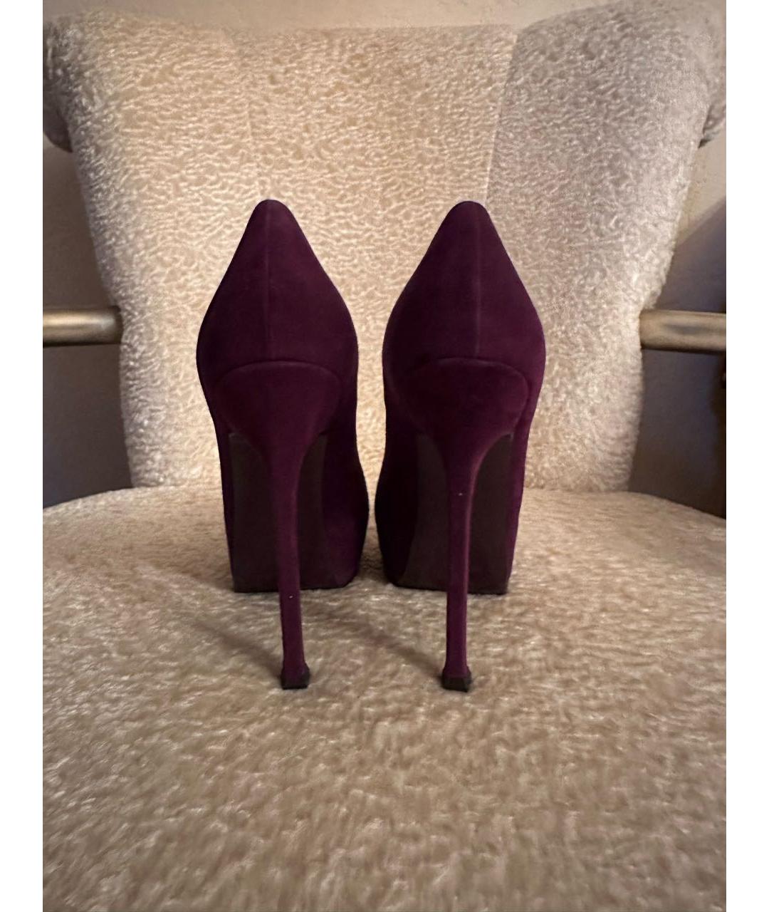 SAINT LAURENT Фиолетовые замшевые туфли, фото 4