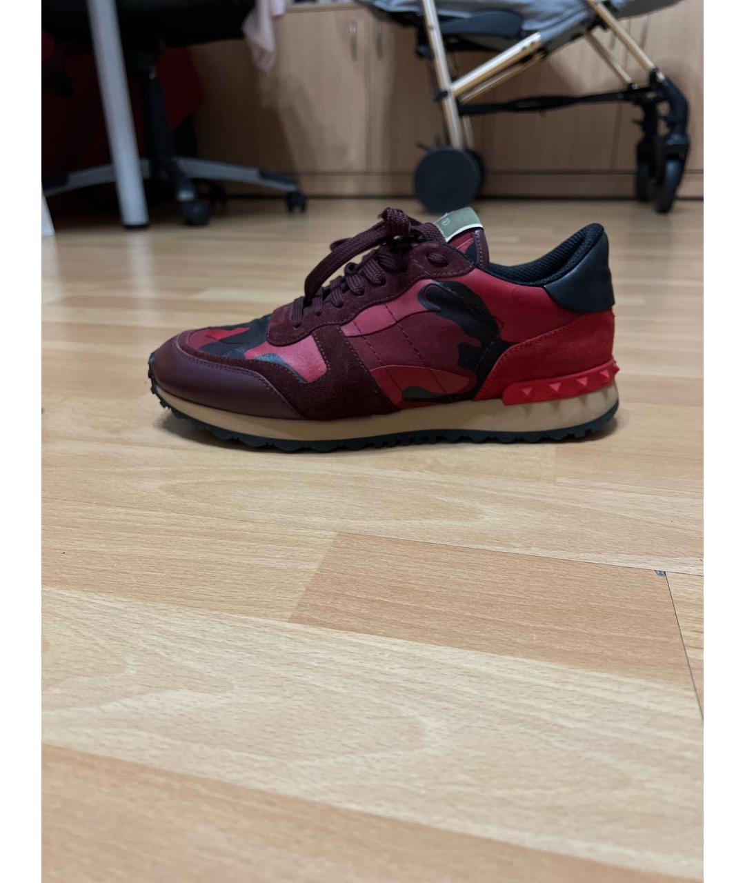 VALENTINO Бордовые кожаные кроссовки, фото 9