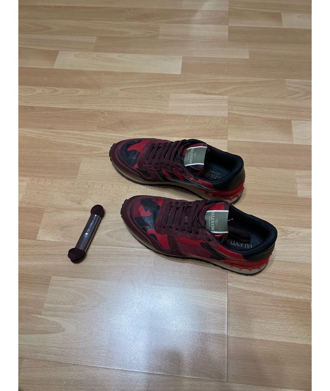 VALENTINO Бордовые кожаные кроссовки, фото 7