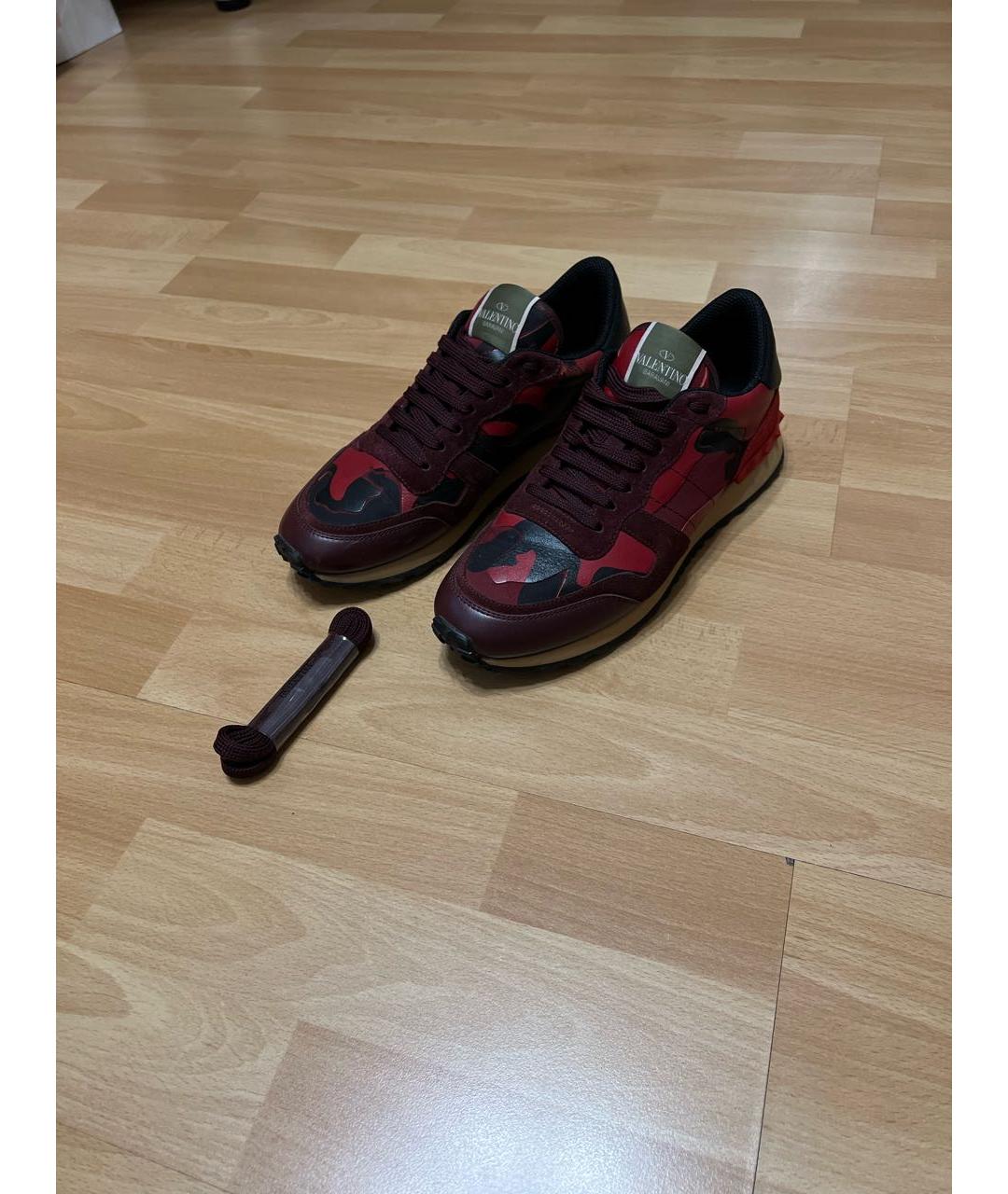 VALENTINO Бордовые кожаные кроссовки, фото 5